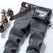 Spring/Summer Jeans For Boys, Slim Fit Small Foot Grey Long Korean Style Youth Stretch Casual Pants, Trendy_mkmklike.com