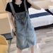 Fashion Denim Two-Piece For Women's 2025 Summer New A-Line Skirt, Anti-Aging And Stylish Suspender Dress Set_mkmklike.com