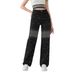 High-Waisted Straight-Leg Jeans – Black Rhinestone Gradient Embellished Denim For Women_mkmklike.com