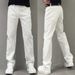 Men's Clothing Summer Thin White Jeans Men's Fashionable Simple Solid Color Straight Casual Pants Loose Versatile Slim Trousers_mkmklike.com
