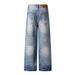 American High Street Washed Lace-Up Jeans For Men, Versatile Vintage Striped Casual Straight Pants_mkmklike.com