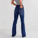 Women's Versatile Distressed Cat Whiskers Slim Fit Stretch Flared Jeans Casual Cotton Denim for Spring/Autumn & Summer_mkmklike.com