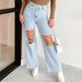 Women’s Clothing Early Spring Large Hole Chain Pendant Ladies Denim Straight Pants_mkmklike.com