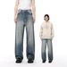 Men's Clothing Men's Vintage Washed Denim Jeans - Classic Straight Leg Loose Fit Casual Pants For Everyday Wear_mkmklike.com
