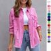 Women's Sweet & Edgy Denim Jacket – Oversized Distressed Washed Coat With Turn-Down Collar, Summer Long Sleeve (15 Colors)_mkmklike.com