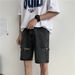 Men's Clothing Retro Ripped Denim Shorts Trendy Teenagers Loose Straight Casual Wide Leg Pants_mkmklike.com