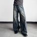 Men's Retro High Street Slim Fit Jeans Style Vibe Gradient Distressed Straight Leg With Slight Flare Midweight Long Pants_mkmklike.com