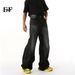 EF JEANS | 2025 Spring New American Washed Lightning Pattern Retro Straight Wide Leg Jeans Loose_mkmklike.com