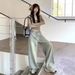 American-style Design Loose Wide-leg Jeans For Women, New Autumn Collection, High-waisted, Slimming, Versatile, Drapey,_mkmklike.com