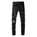 Men's Clothing Ripped Patch Jeans High Street Fashion Elastic Slim Fit Pants_mkmklike.com