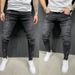 Men's Clothing Ripped Print Jeans Paint Stretch Small Foot Jeans_mkmklike.com