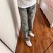 Men's Straight Leg Blue Jacquard All Over Print Jeans Trendy Summer Design Niche Style High Street Vibe Pants_mkmklike.com