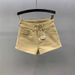 Summer High-Waisted White Denim Shorts For Women Stretch Slim Fit A-Line Flattering For Petite Hot Pants New Style_mkmklike.com