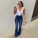 Women's Clothing High Waist Elastic Denim Trousers Flared Horseshoe Pants Solid Color Fashion Spring/Autumn_mkmklike.com