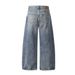 Patchwork Deconstructed Washed Scimitar Jeans Men's High Street Trendy Brand Ins Hip Hop Versatile Wide Leg Pants_mkmklike.com