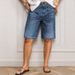Women's Retro Distressed Mid-Rise Straight Leg Jeans Water Wash Stretch Cross Border Trade Shorts from Europe & America_mkmklike.com
