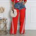 Women's Clothing Fashion Street Stitching Design Striped Bar Retro Drawstring Jeans_mkmklike.com