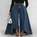 2027 Fashion European-USA Style Cowboy Pants Women Mid Waist Denim-Like Long Swing Pure Color Jeans S-3XL_mkmklike.com