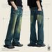 Korean Retro Flared Jeans – Unisex Mid-Rise Wide-Leg Denim (Blue & Black Gray, S-XL)_mkmklike.com