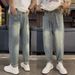 Men's Slim Tapered Jeans Lightweight Vintage Washed Denim for Spring And Summer Retro Relaxed Fit_mkmklike.com