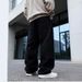 Men's Loose Straight Leg Jeans Black Casual Wide Leg Pants Mid Waist Cotton Midweight Machine Washable_mkmklike.com