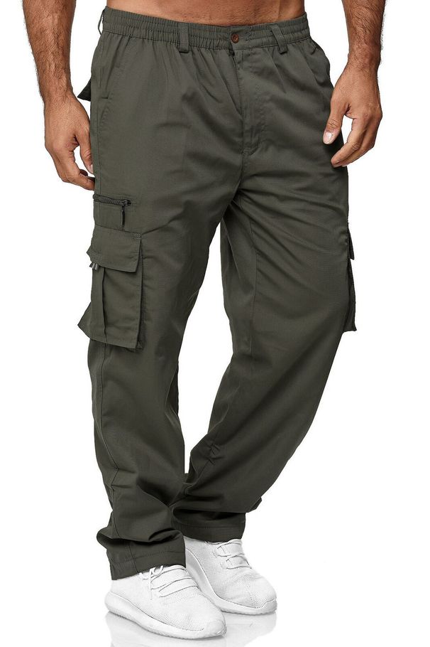 Men's casual multi pocket loose straight tube workwear Outdoor long Fitness pants_mkmklike.com