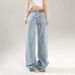 In-stock American Retro Low-waist Loose Wide-leg Pants Women, Versatile Spring-summer Straight Jeans, Available For_mkmklike.com