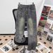 Men’s Thorn Jacquard Jeans – Vintage Straight-Leg Denim Pants With Subtle Flare, Mid-Rise Cotton Blend(S-3XL, Washed Black/Blue)_mkmklike.com