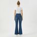 Cross-waist Knitted Flared Jeans Women, High-waisted, Slimming, Stretchy, Fitted, With A Nice Drape, Fashionable Long_mkmklike.com