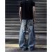 Men's Slim Fit Ripped Jeans Edgy Style American High Street Design Slightly Flared Trendy Brand Versatile Straight Leg Pants_mkmklike.com