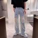 Men's Retro High Street Ripped Jeans Summer Thin Style Trendy Hip Hop Loose Straight Leg Casual Trousers_mkmklike.com