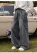 Washed Retro Side Three-dimensional Pocket Jeans Autumn Trendy Brand Straight Loose Long Pants Q_mkmklike.com