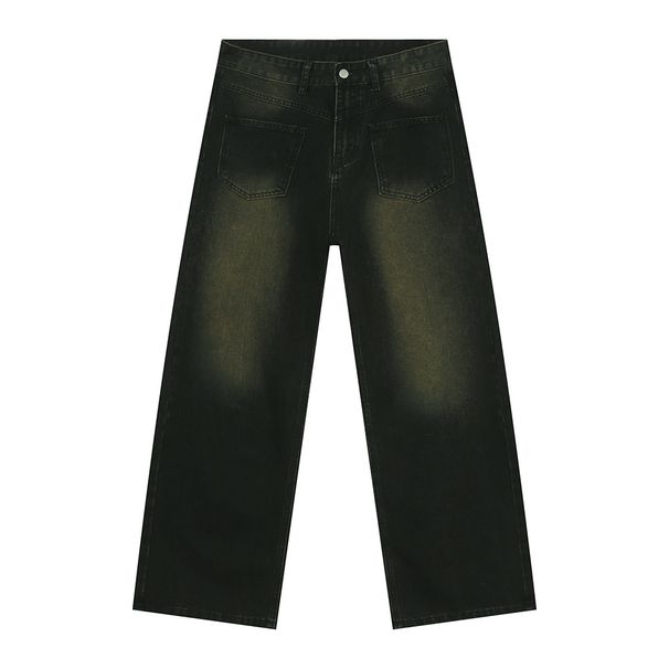 Men's Clothing Niche Personality Design Reverse Wear Distressed Retro Wide Leg Straight Washed Jeans Trend_mkmklike.com