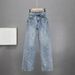 High-Waisted Wide-Leg Jeans For Women – Vintage Denim Pants With Rhinestone Details, Relaxed Fit & Long Hemline_mkmklike.com