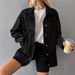 Oversized Denim Jacket For Women – Classic Loose Fit, Long Sleeve, Multiple Colors (Black, Navy, Light Blue, White) – Casual & Streetwear Essential_mkmklike.com