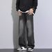 Men's Clothing NASA black jeans men's spring and autumn new loose straight trousers high street casual pants_mkmklike.com