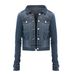 Women's Slim Fit Denim Jacket - Vintage Blue/White/Black Short Casual Coat For Women Denim Jacket Women Ins Solid Color Denim Jacket Women's Top_mkmklike.com