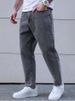 Men's Relaxed Fit Jeans – Stretch Washed Cotton Denim Pants (29-38, Grey, Straight-Leg With Tapered Cuff)_mkmklike.com