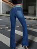 Women's Clothing Fashionable Color Blocked High Waist Flared Jeans With Color Blocking, Slim Fit, Stretchy Denim, Comfortable & Stylish Trousers_mkmklike.com