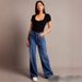 Women's Wide Leg Jeans - Retro Washed Denim Pants With High Waist & Comfort Stretch, Street Style Loose Fit Pants In Blue/Black/Gray/White_mkmklike.com