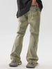 Men's Retro High Street Washed Distressed Slim Fit Jeans Flame Shadow Flared Pants Trendy Style_mkmklike.com