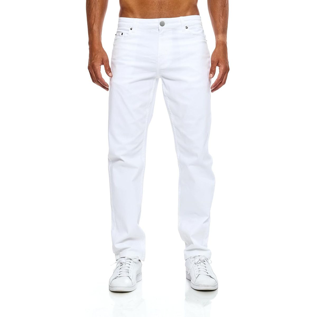 Men's White Denim Jeans Loose Straight Leg Simple And Stylish for Everyday Wear_mkmklike.com