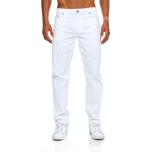 Men's White Denim Jeans Loose Straight Leg Simple And Stylish for Everyday Wear_mkmklike.com