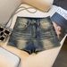 Black Tangerine High-Waisted Denim Shorts for Women Petite Sexy Tight A-Line Casual Hot Pants Spring/Summer Style_mkmklike.com