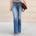 Women's Clothing Washed Jeans Street Fashion Flared Pants Trousers Mid Waist Jeans_mkmklike.com