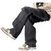 Men's Loose Straight Leg Cargo Jeans Multi Pocket High Street Washed Retro Edgy Look Trousers For Spring Autumn_mkmklike.com