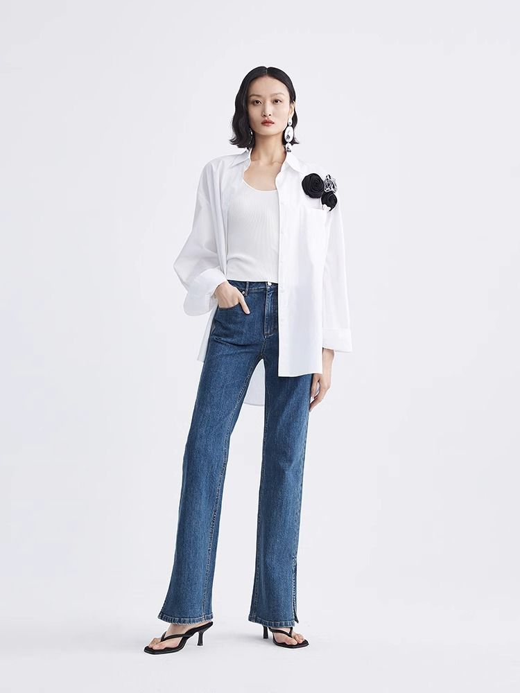 Women's Clothing Spring New High Waist High Slim Fit Split Retro Flared Pants Flared Jeans Women Spring_mkmklike.com
