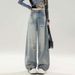 American Retro Ripped Jeans For Women, Summer 2026, Petite Straight Loose Floor-length Wide-leg Pants_mkmklike.com