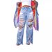Trendy Distressed Ripped Jeans For Women - High Waist Straight Leg Denim Pants With Floral Embroidery - Comfortable Stretch Fabric_mkmklike.com