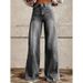 Cross-Border Foreign Trade Women's Plus Size Denim Hot-Selling 3D Printed Casual Wide-Leg Flared_mkmklike.com